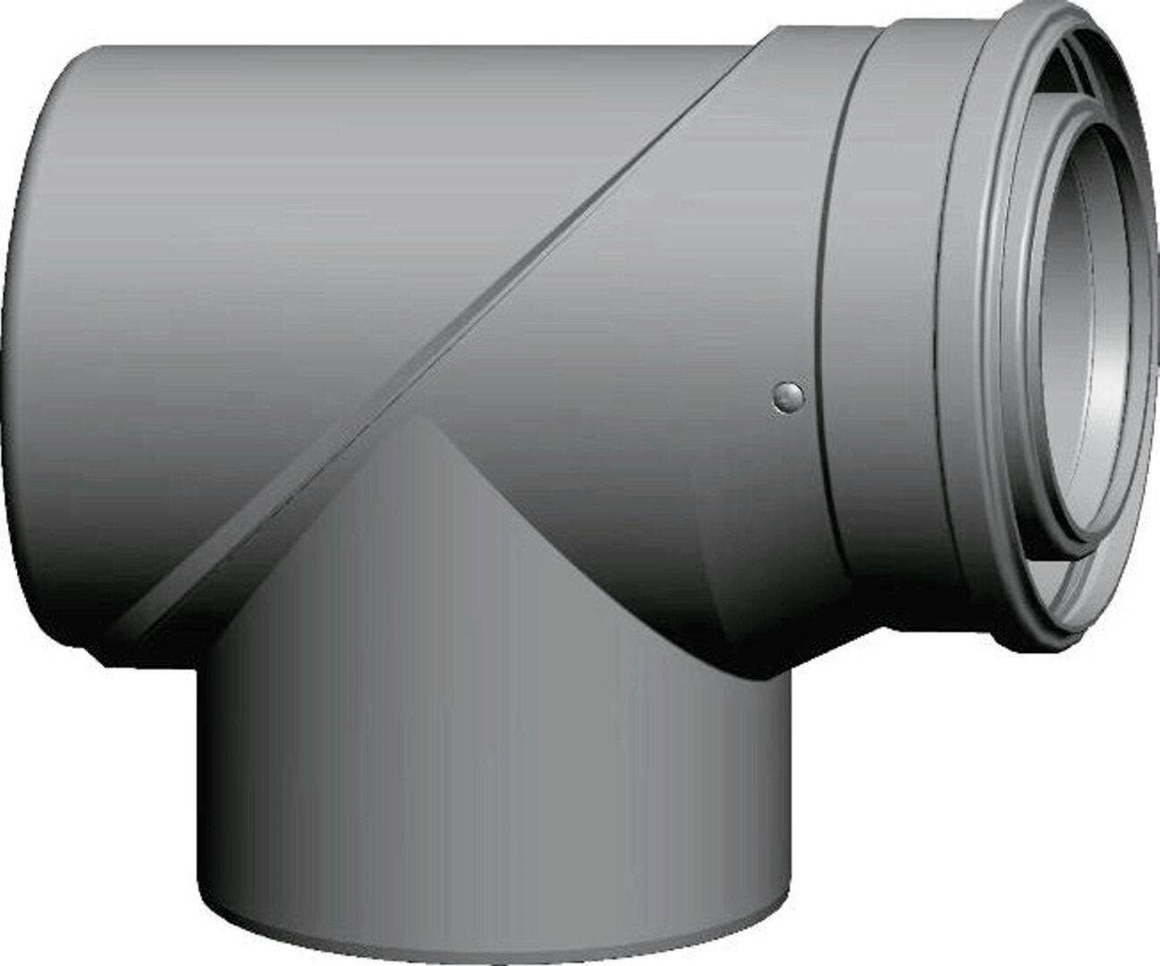 Wolf Revisions-T-Stück DN110/160 90Gr für Luft-/Abgasrohr, weiß, steckbar