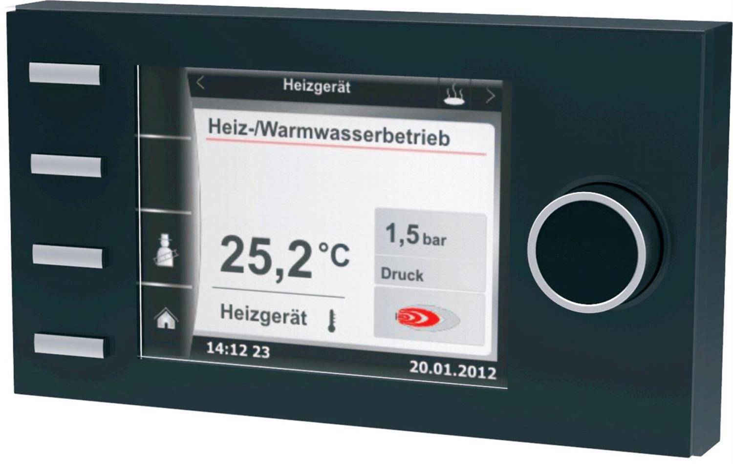 Ein Anzeigefeld einer Heizungssteuerung mit der Anzeige „Heiz-/Warmwasserbetrieb