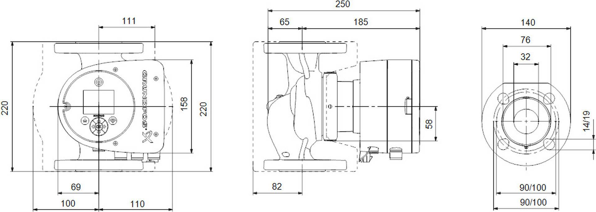 Grundfos Pumpe MAGNA3 Einzelpumpe elektr. GG 1x230V PN6/10 DE 40-60 F 220
