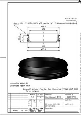 LORO-X-Dichtelement 00911. DN 70, fuer LORO-X-Rohr