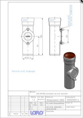 LORO-X-Reinigungsrohr 00550. DN 50, mit runder Reinigungsoeffnung