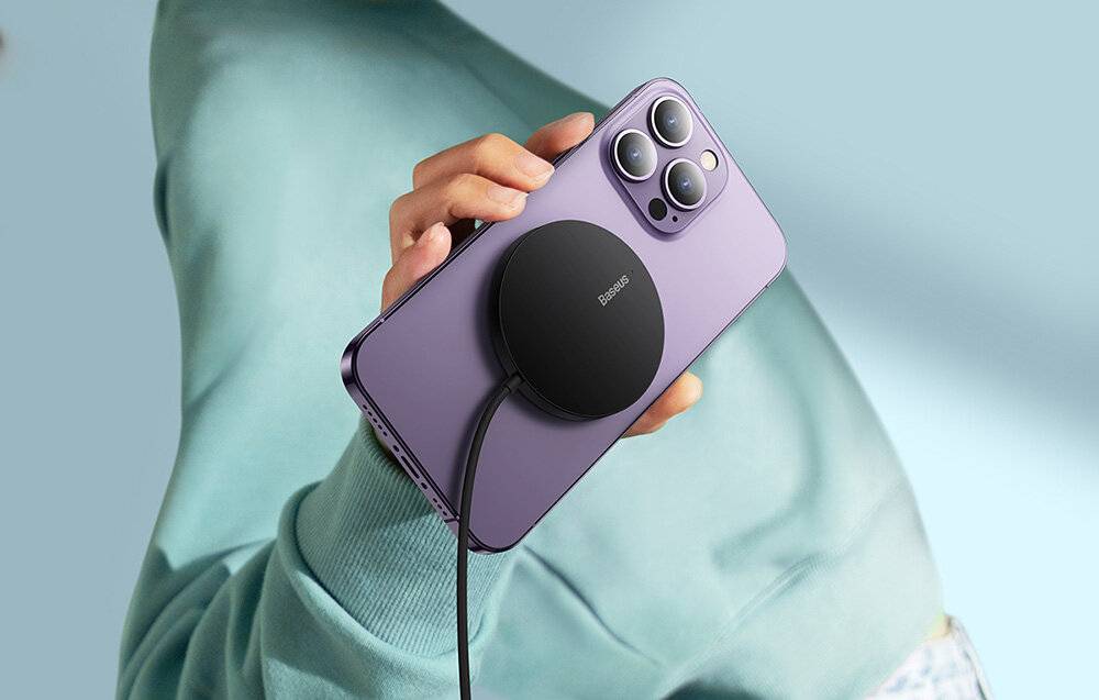 Magnetisches drahtloses Ladegerät Baseus Simple Mini3 15W (Schwarz)