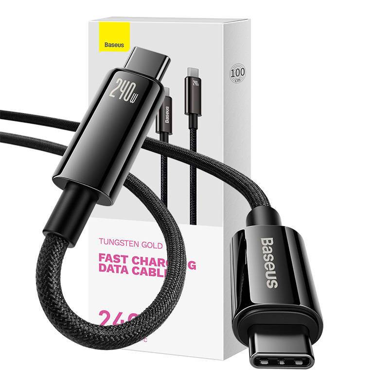 USB-C auf USB-C Kabel Baseus Tungsten Gold 240W 1m (schwarz)