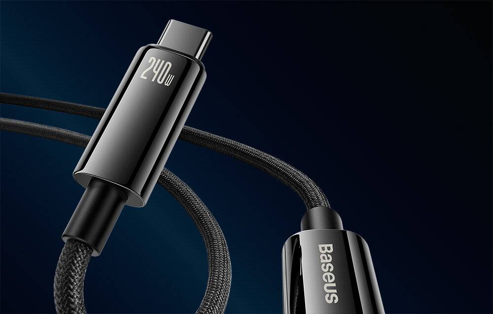 USB-C auf USB-C Kabel Baseus Tungsten Gold 240W 2 m (schwarz)