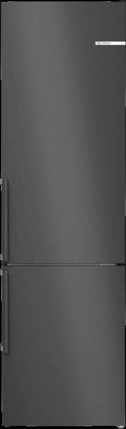 Bosch Serie 4, Freistehende Kühl-Gefrier-Kombination mit Gefrierbereich unten, 203 x 60 cm, Edelstahl schwarz, KGN39VXCT