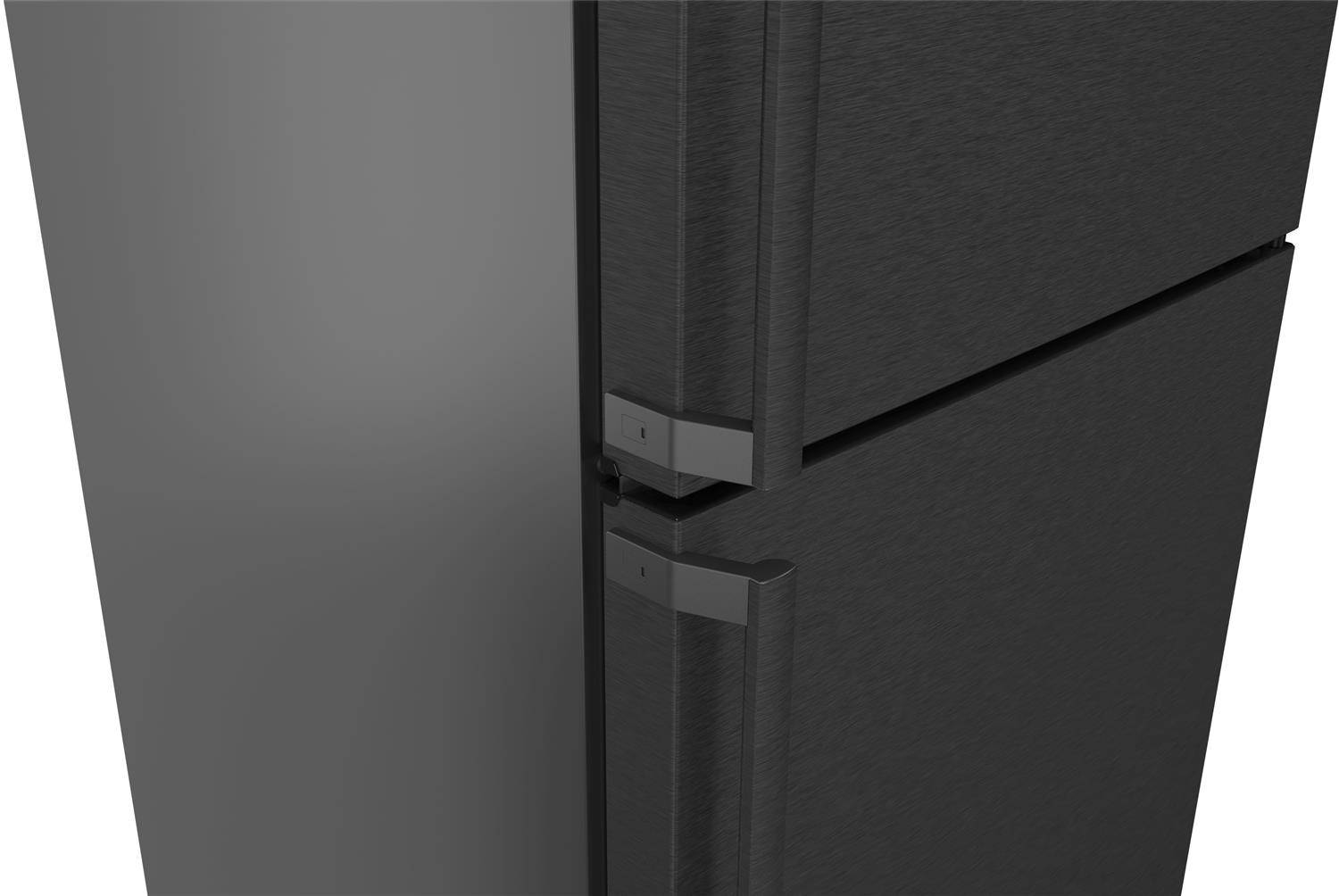 Bosch Serie 4, Freistehende Kühl-Gefrier-Kombination mit Gefrierbereich unten, 203 x 60 cm, Edelstahl schwarz, KGN39VXCT