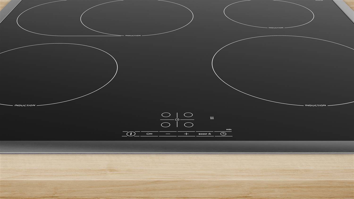 Bosch Serie 4, Induktionskochfeld, 60 cm, Schwarz, Mit Rahmen aufliegend, PIF64RBB5E