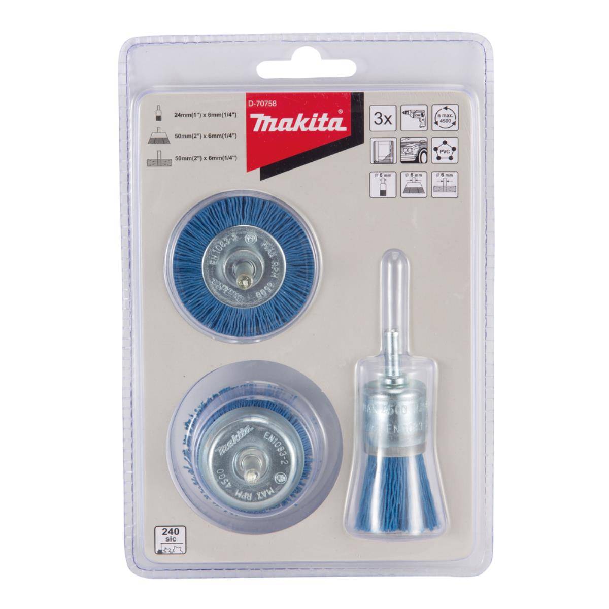 Makita Nylonbürstenset Blau K240 - Fein, 3-tlg. 240G • 3 teilig