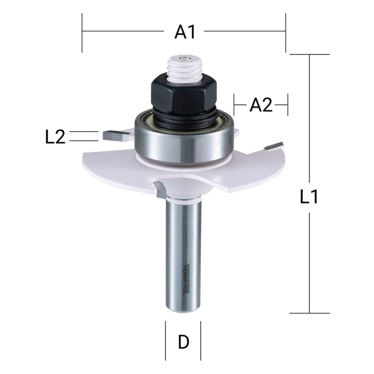 Makita Scheiben-Nutfräser mit Anlauflager Ø 47,6 mm, 3 mm Höhe Ø 47,6 mm • 8 mm Schaft • 3 mm Höhe