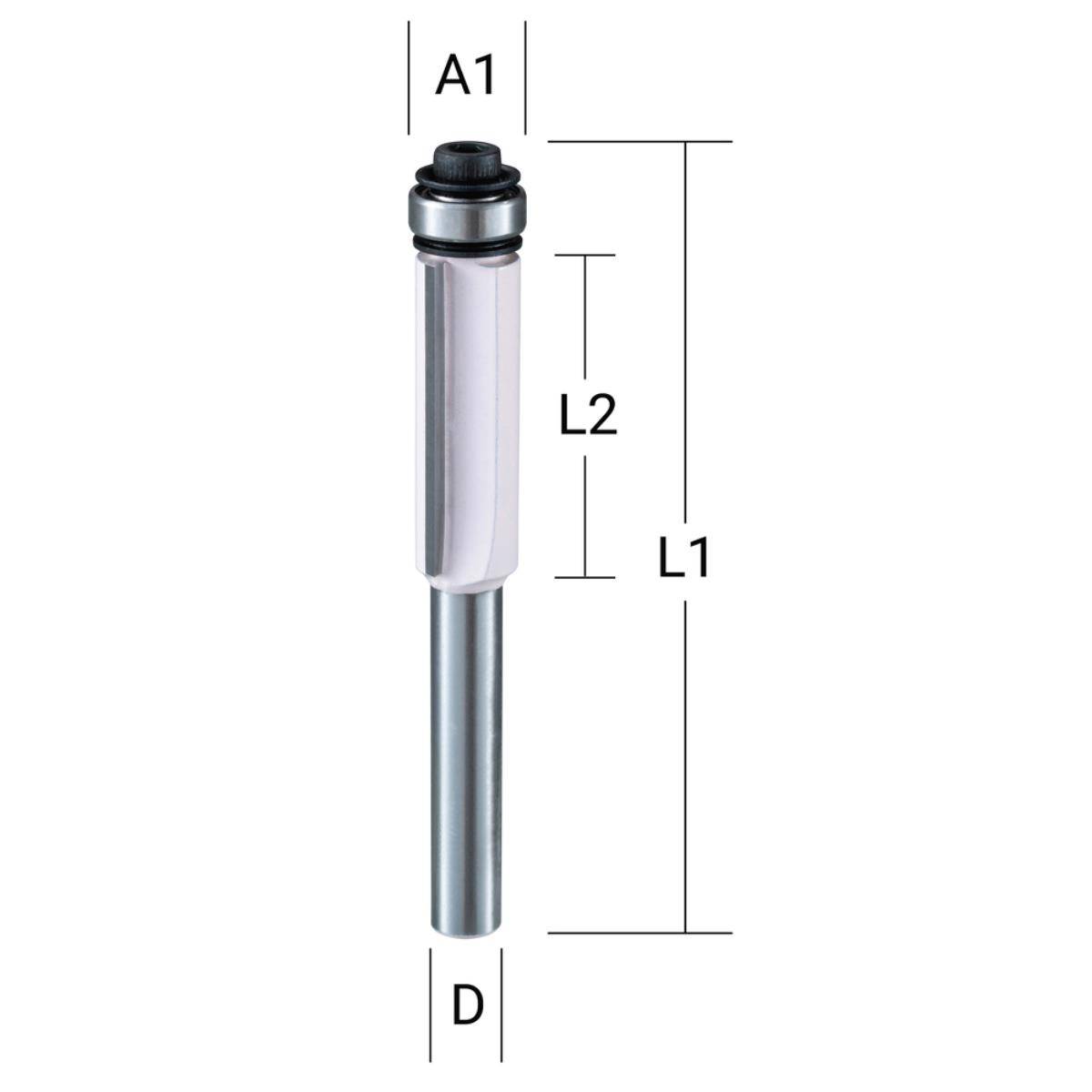 Makita Bündigfräser mit Anlauflager stirnseitig Ø 9,5 mm Ø 9,5 mm • 8 mm Schaft • 67 mm Gesamtlänge