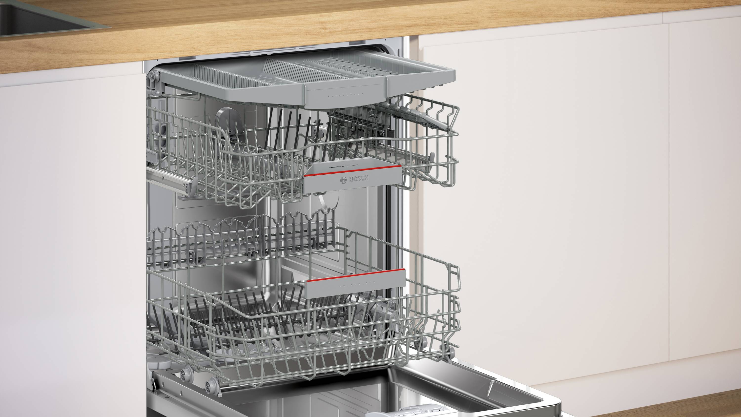 Bosch Serie 4, Teilintegrierter Geschirrspüler, 60 cm, Gebürsteter Stahl, XXL, SBI4ECS28E