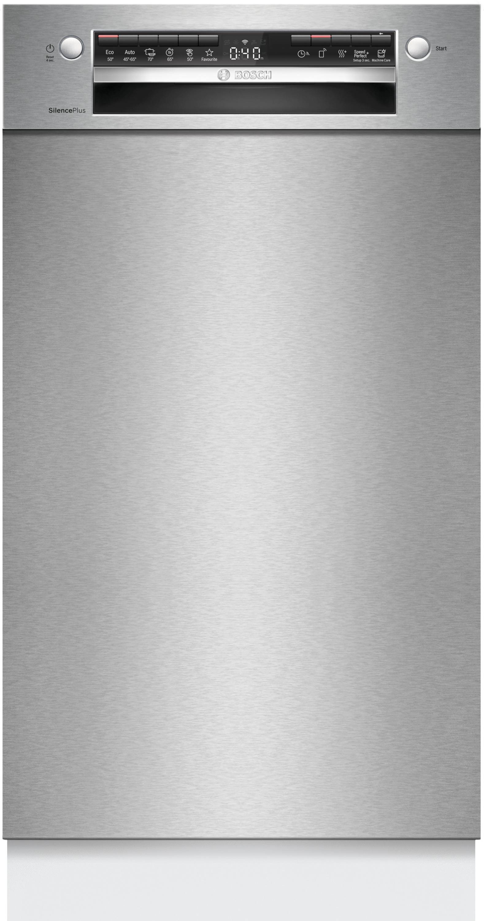 Bosch Serie 4, Unterbau-Geschirrspüler, 45 cm, Gebürsteter Stahl, SPU4HMS10E