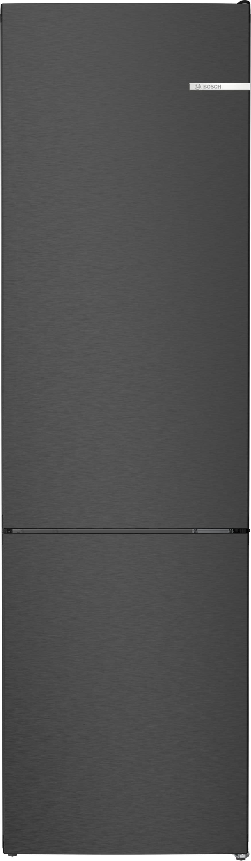 Bosch Serie 4, Freistehende Kühl-Gefrier-Kombination mit Gefrierbereich unten, 203 x 60 cm, Gebürsteter schwarzer Stahl AntiFingerprint, KGN392XCF