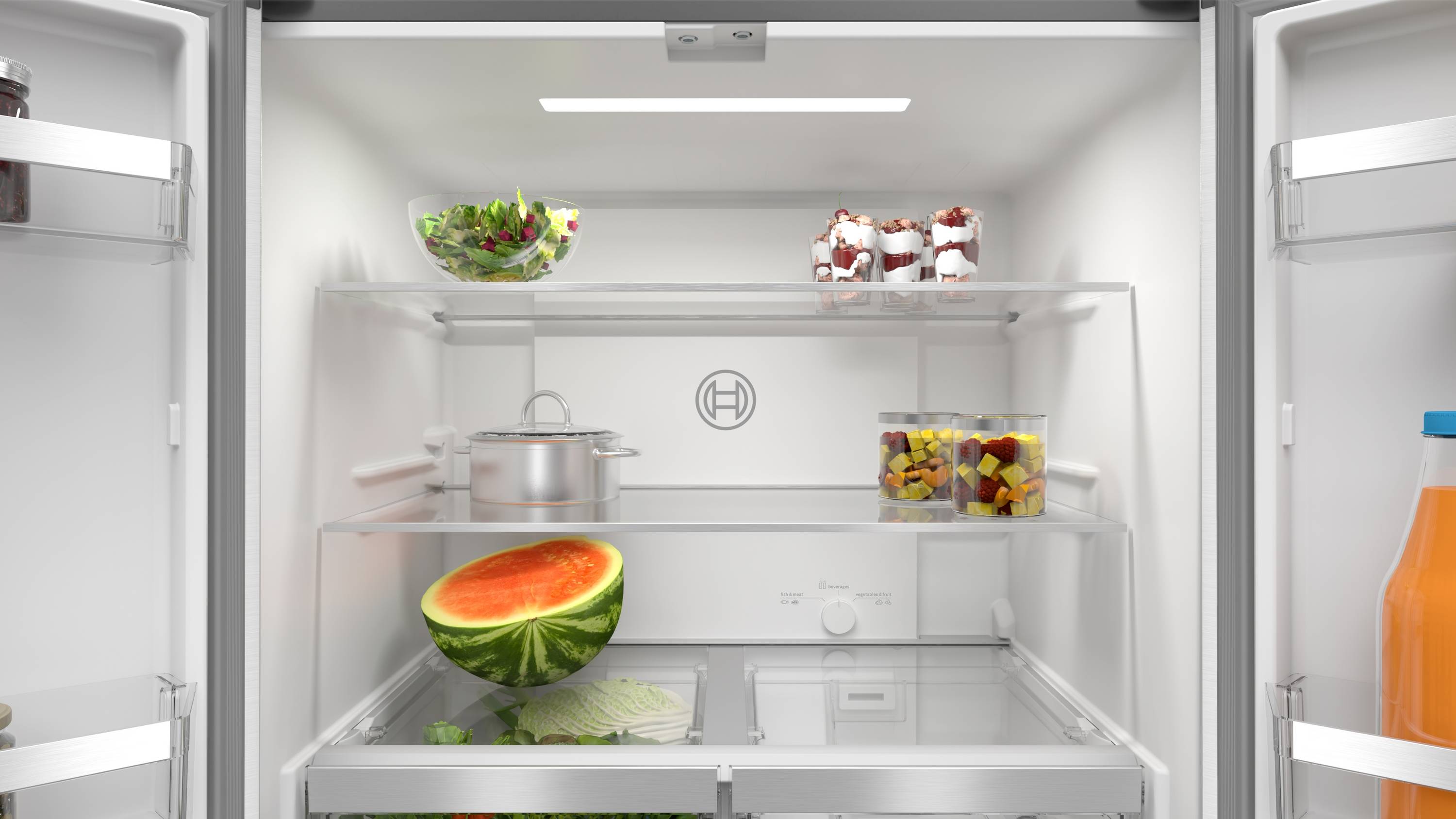 Bosch Serie 4, Kühl-Gefrierkombination mehrtürig, Glasfront, 189.5 x 85.5 cm, Grau, KMC85LEEA