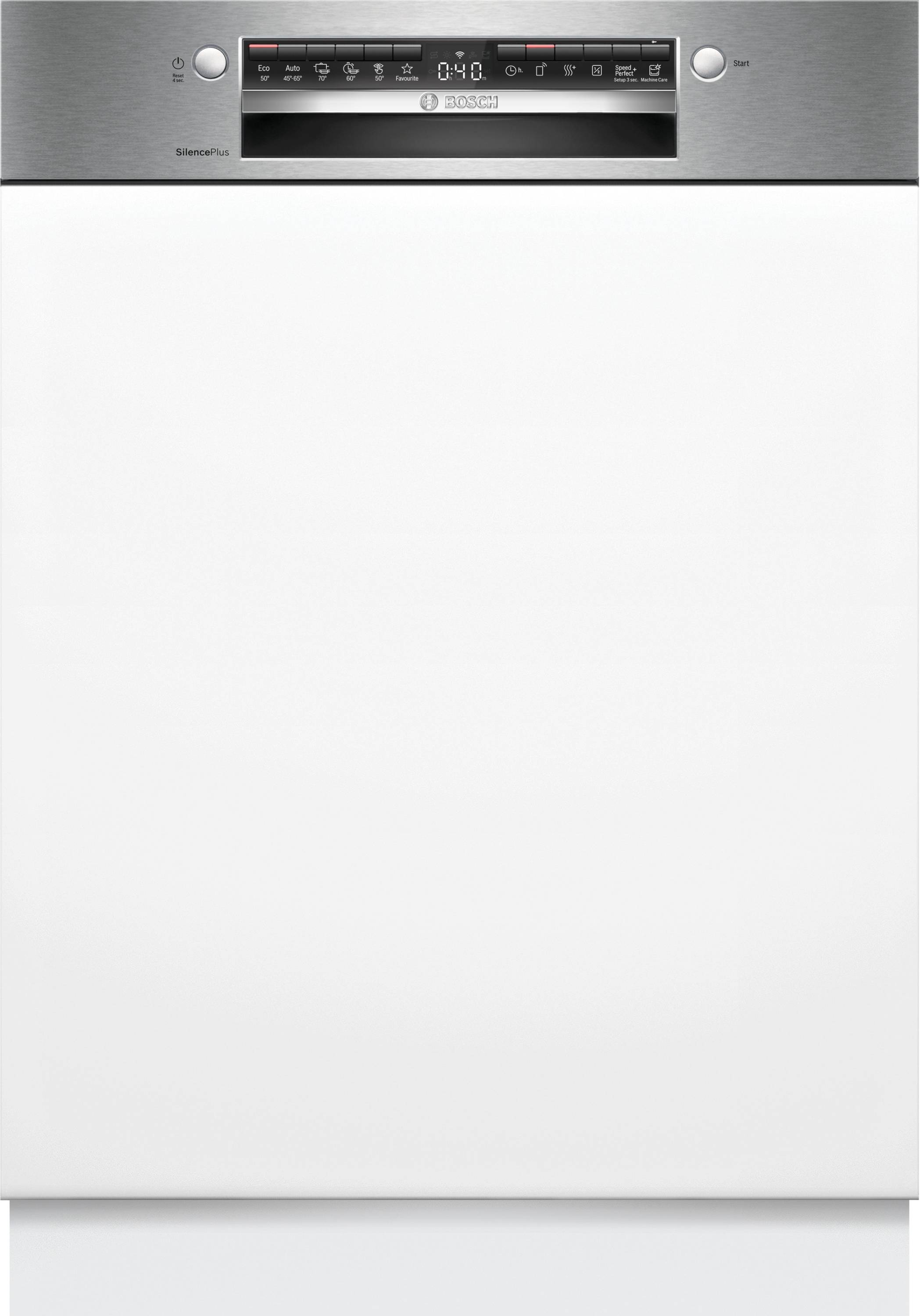 Bosch Serie 4, Teilintegrierter Geschirrspüler, 60 cm, Gebürsteter Stahl, SMI4ECS28E