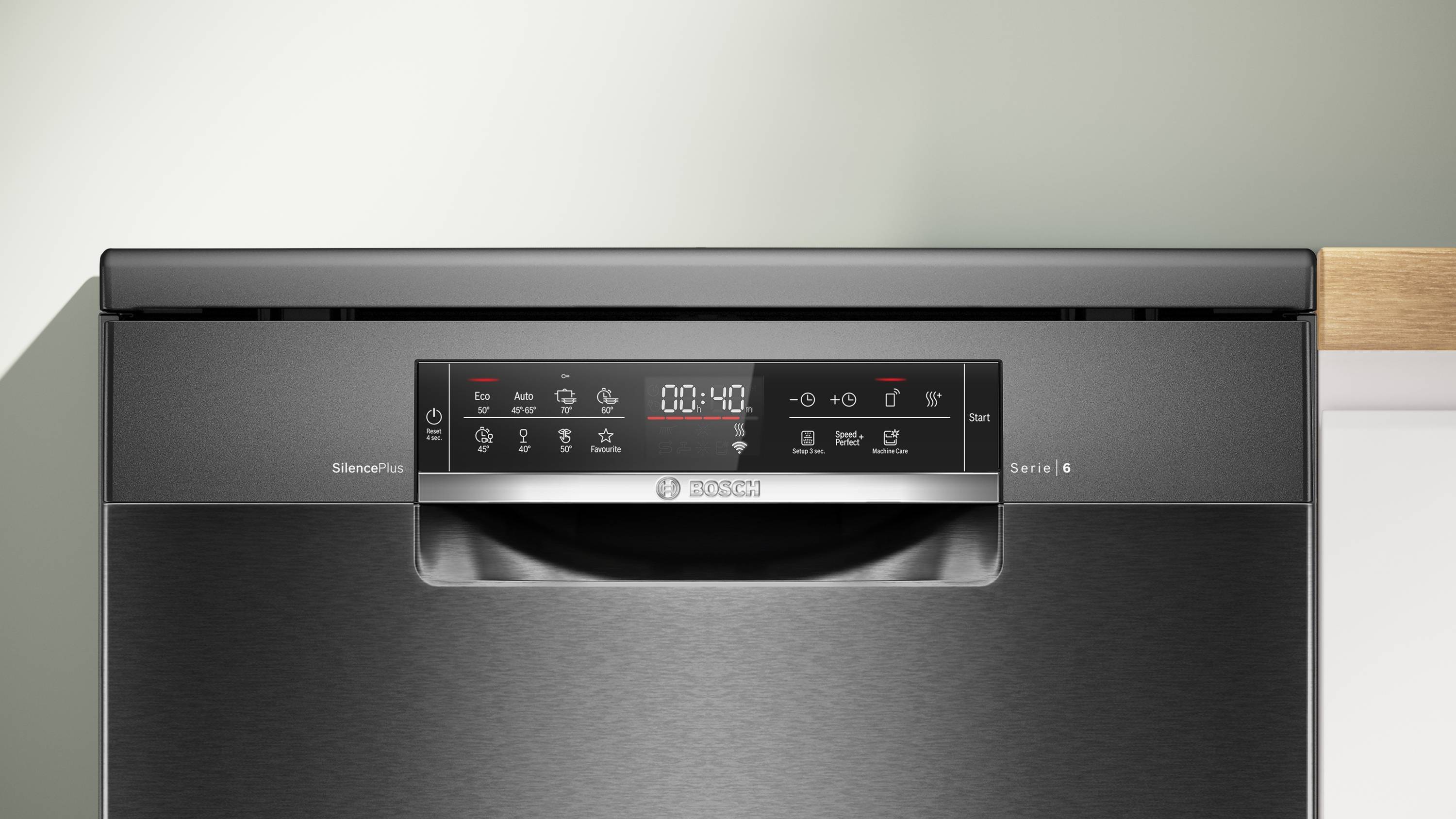 Bosch Serie 6, Freistehender Geschirrspüler, 60 cm, Gebürsteter schwarzer Stahl mit Anti-Fingerprint, SMS6ECC12E