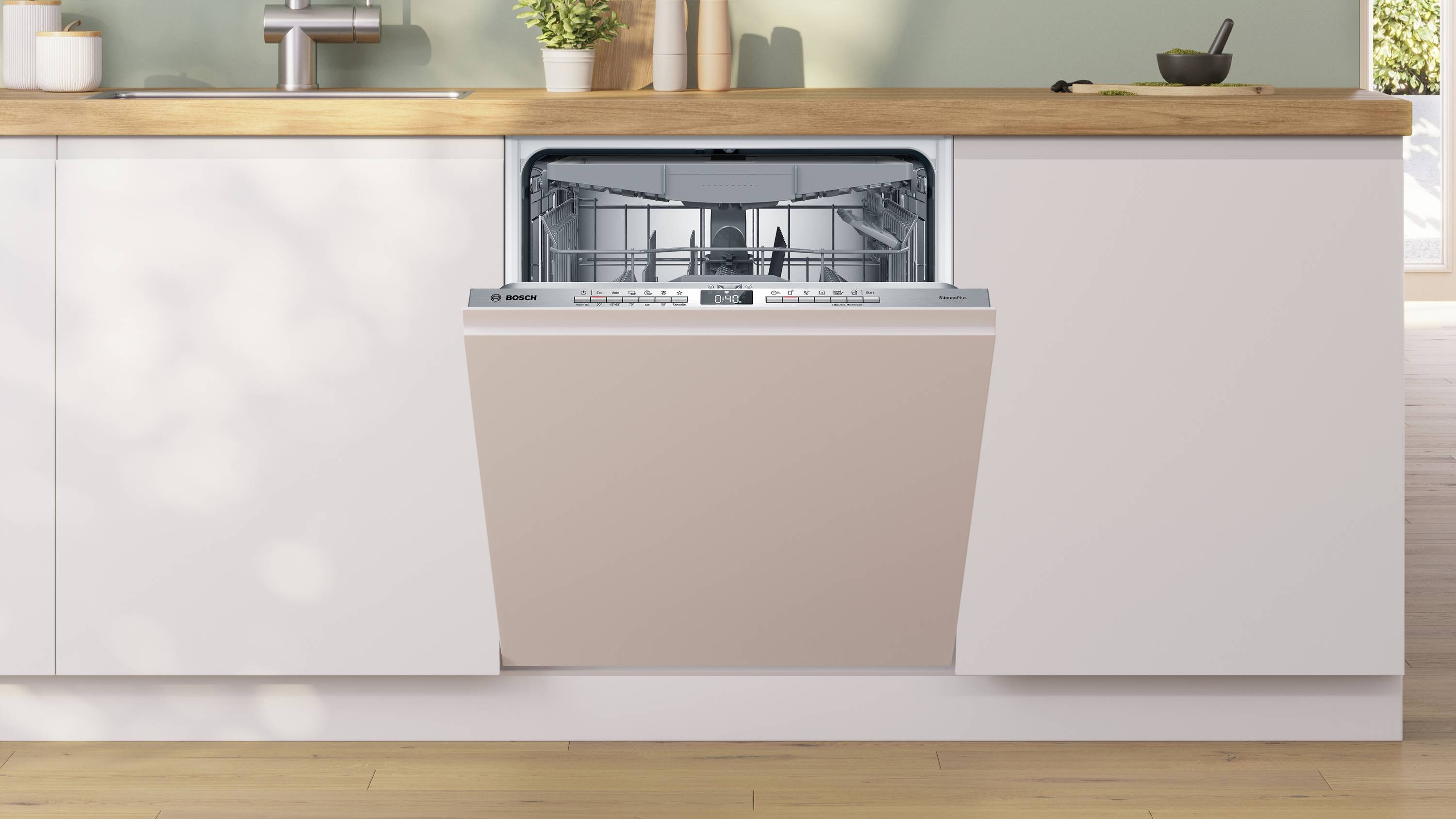 Bosch Serie 4, Vollintegrierter Geschirrspüler, 60 cm, VarioScharnier für besondere Einbausituationen, SMH4ECX28E