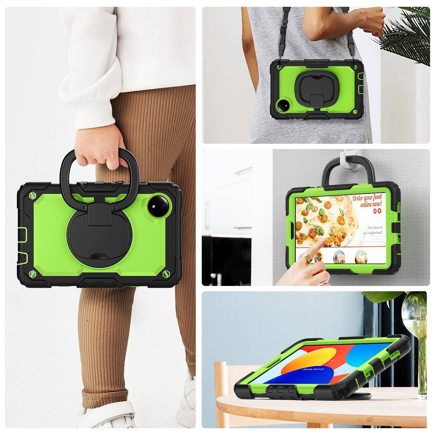 Für Xiaomi Redmi Pad SE 8.7 360 Grad Rotation Hybrid PC Hülle Halte Ring Grün