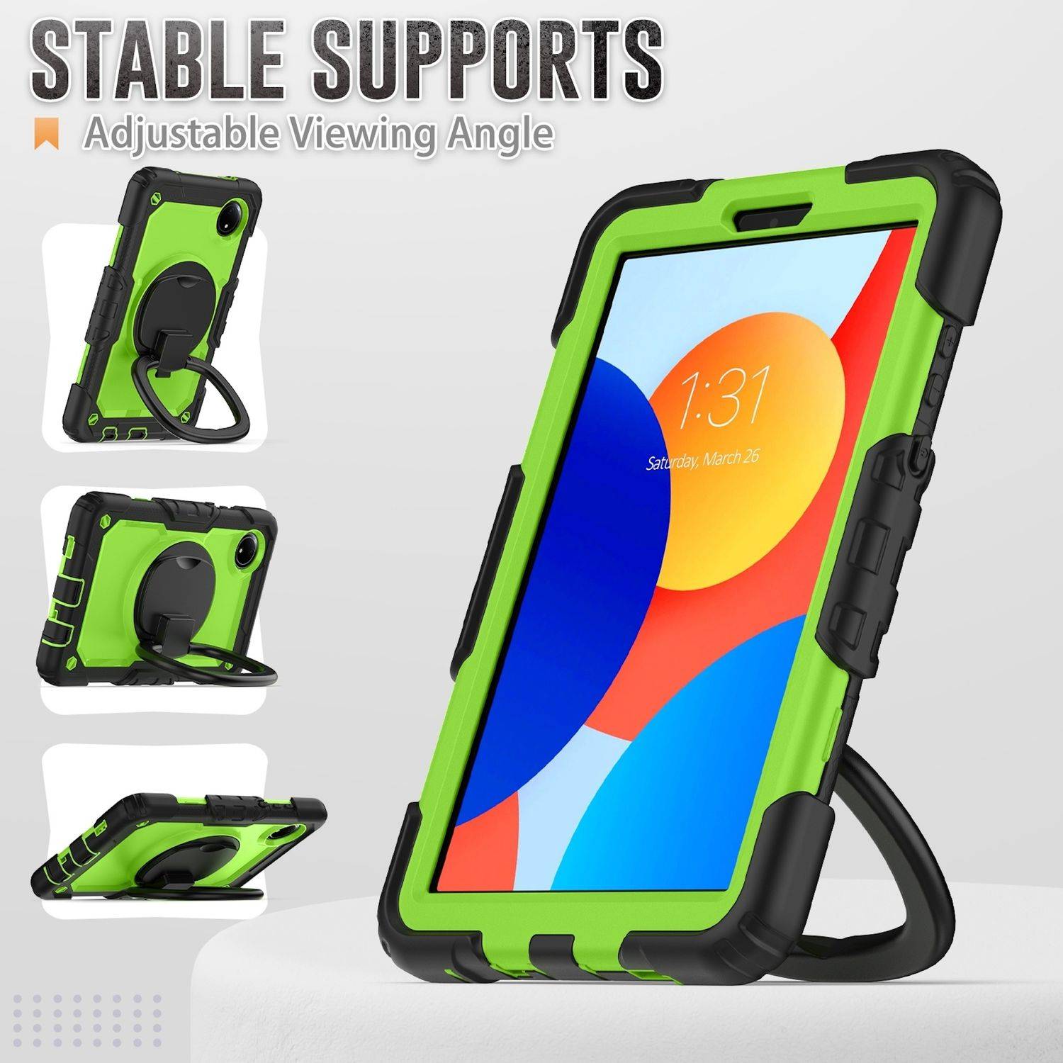 Für Xiaomi Redmi Pad SE 8.7 360 Grad Rotation Hybrid PC Hülle Halte Ring Grün