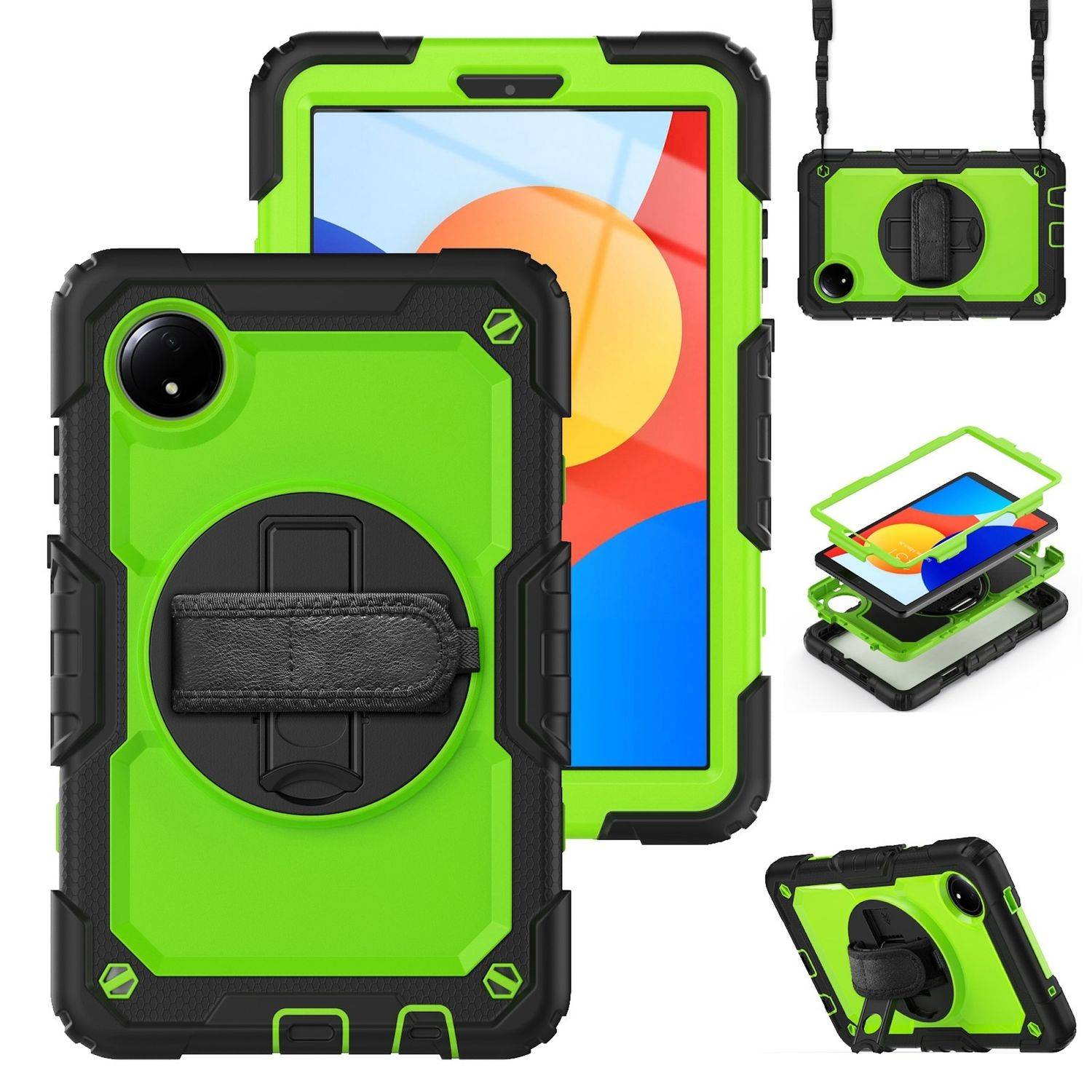 Für Xiaomi Redmi Pad SE 8.7 360 Grad Rotation Hybrid PC Hülle Drehhalter Grün
