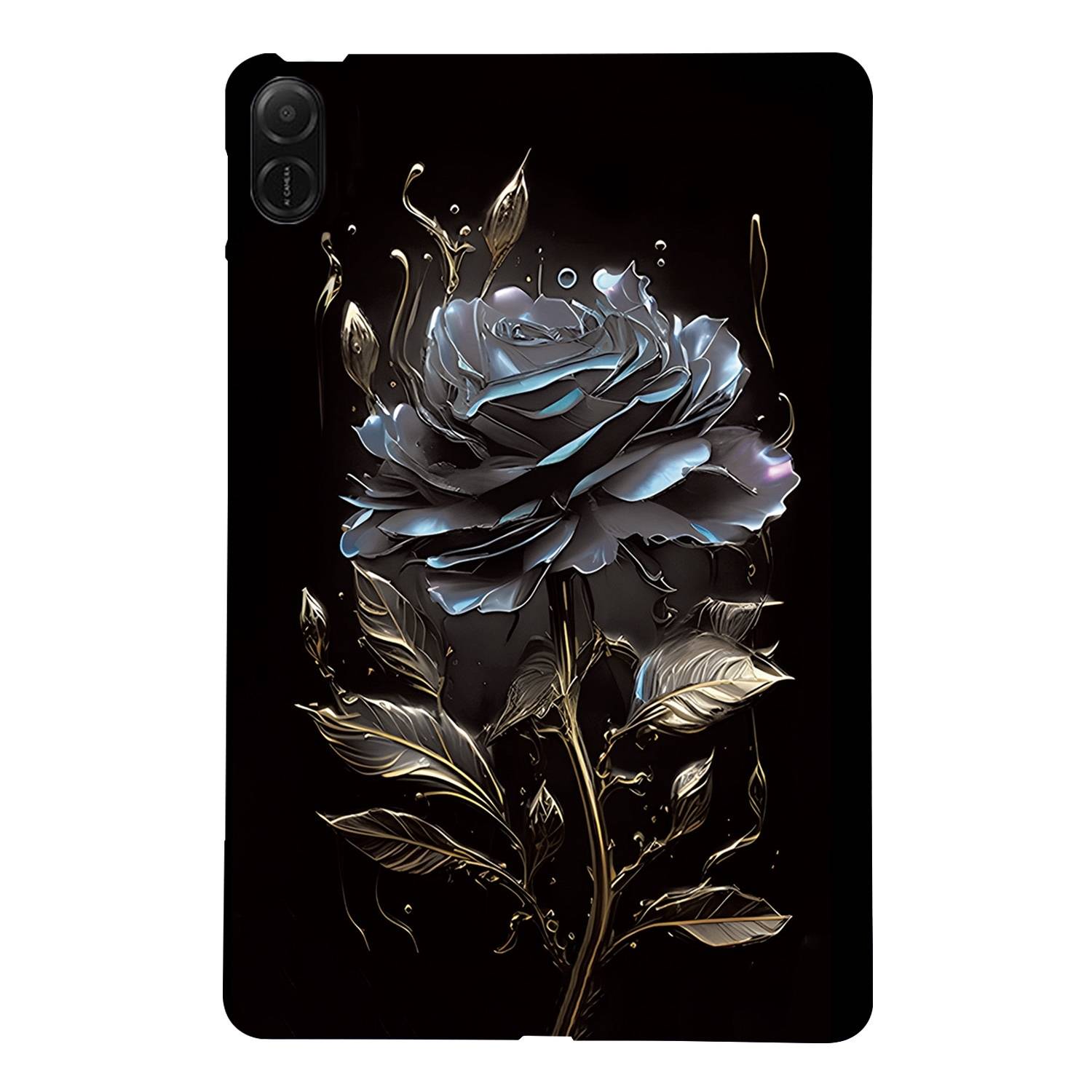 Für Honor Pad X8a 11 Zoll TPU Schwarze Rose Motiv Design Tablet Schutz Hülle