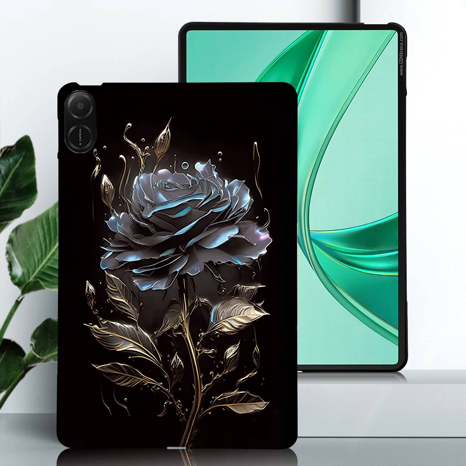 Für Honor Pad X8a 11 Zoll TPU Schwarze Rose Motiv Design Tablet Schutz Hülle