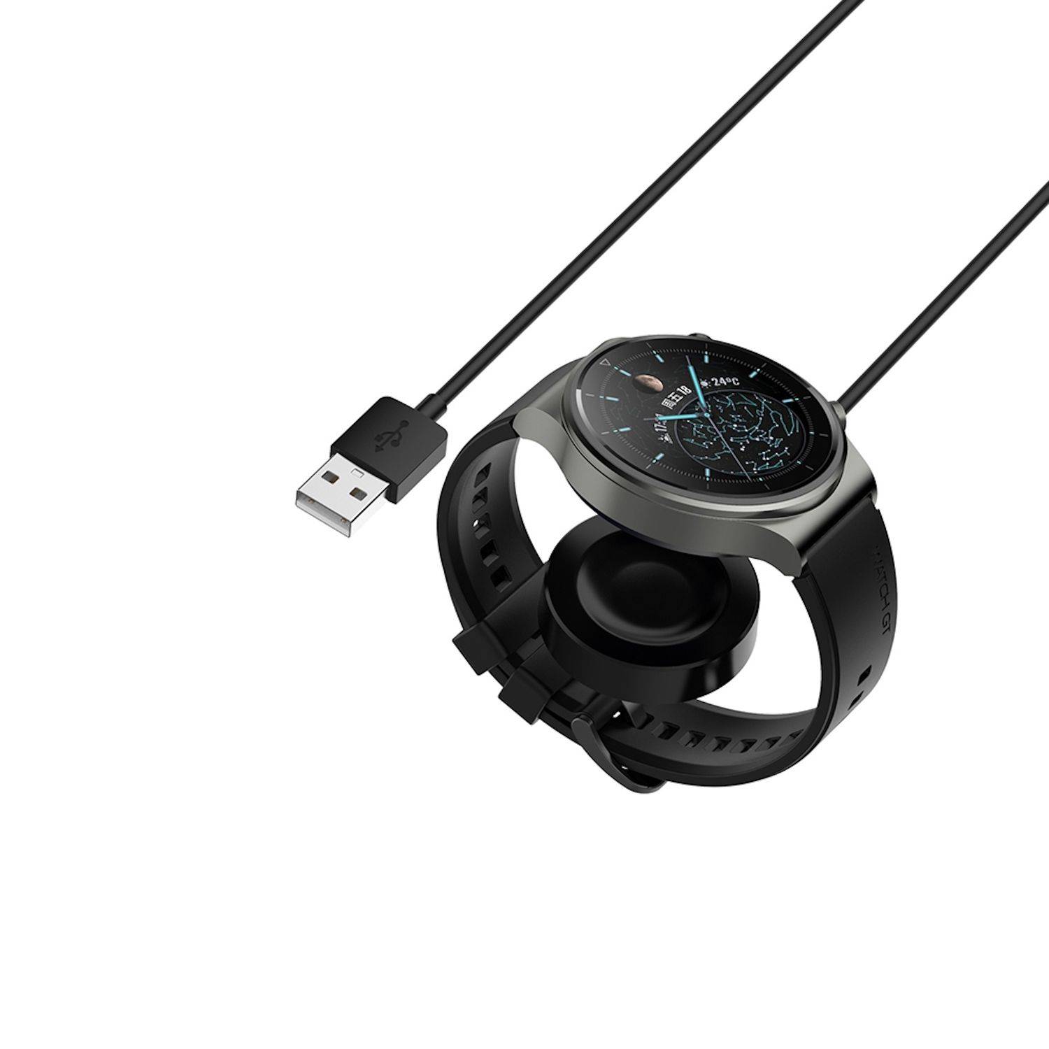 Für Huawei Watch GT 5 Pro 46mm USB Interface Smart Watch Ladekabel 1 Meter Black