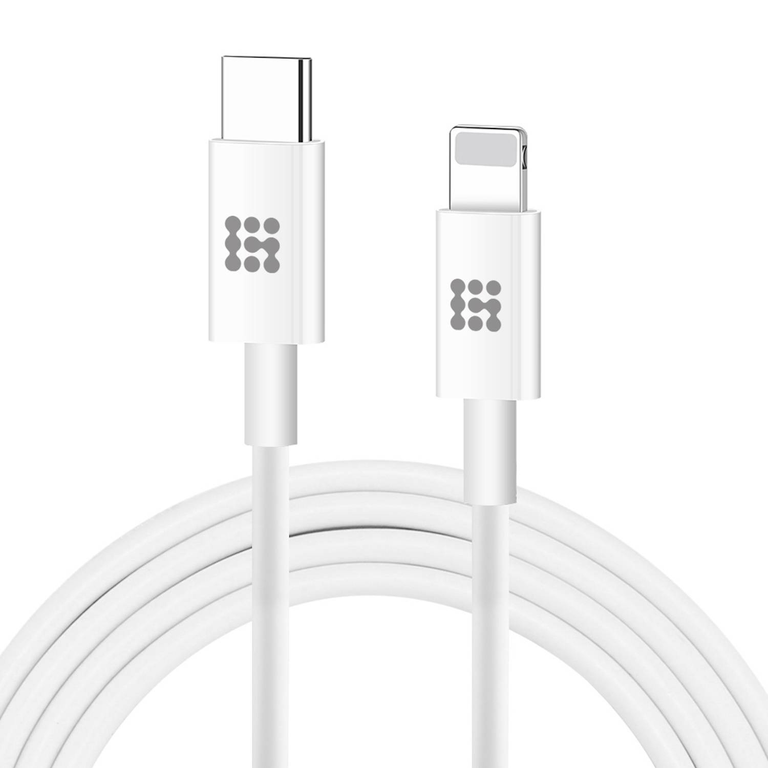 Haweel für iPhone & iPad 8 Pin auf USB-C PD Schnell Daten- und Ladekabel Weiß