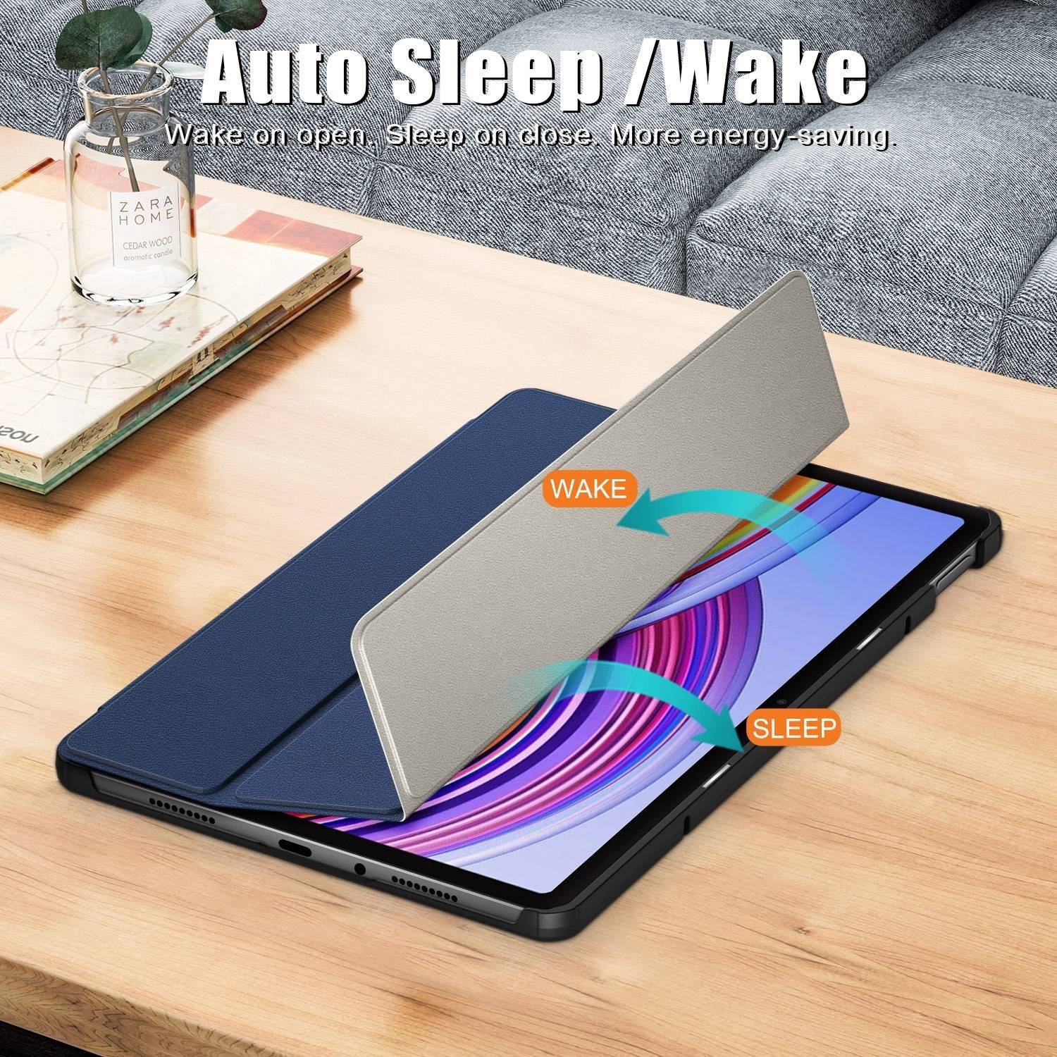 Für Xiaomi Redmi Pad Pro 12.1 Zoll 3folt Wake UP Smart Cover Tablet Tasche Hülle Case Dunkelblau