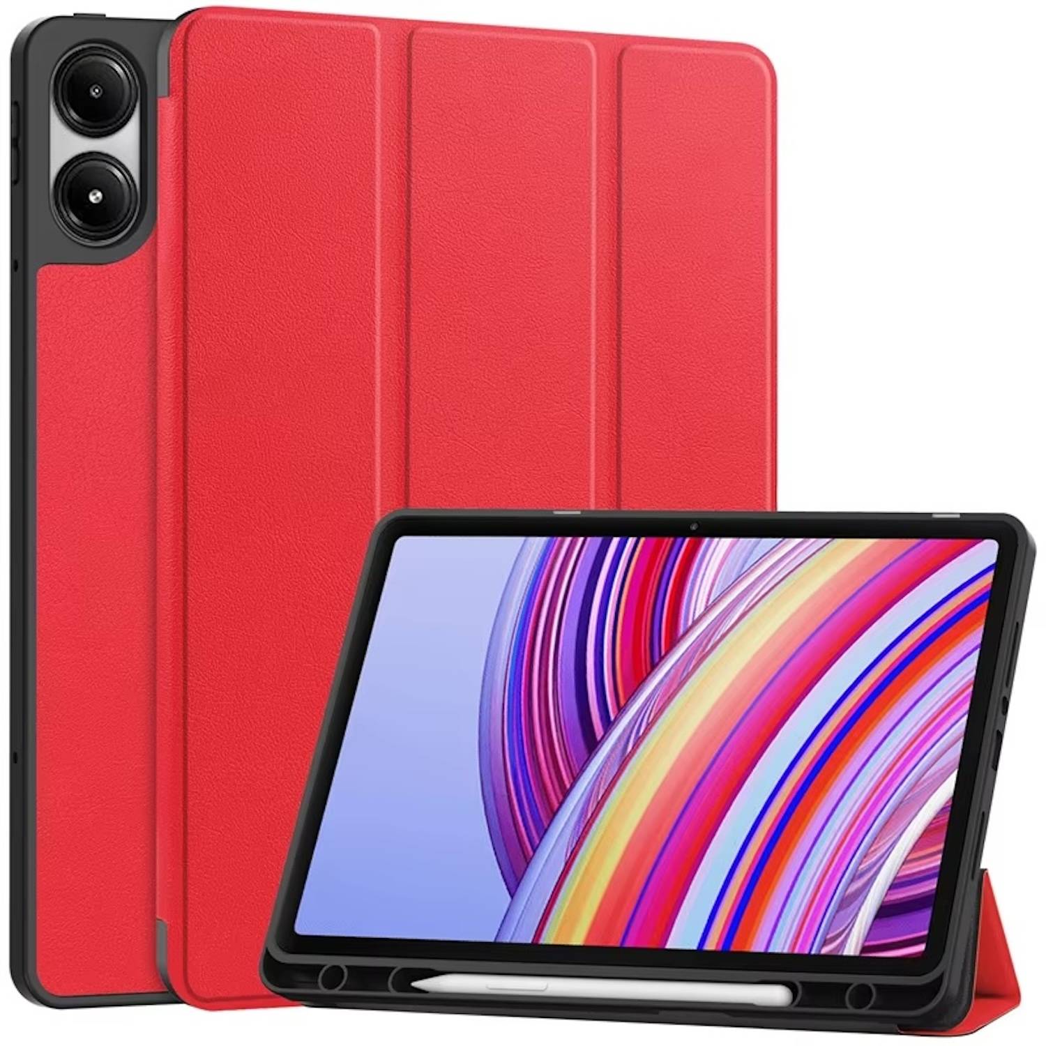 Für Xiaomi Redmi Pad Pro 12.1 Zoll 3folt Wake UP Smart Cover Tablet Tasche Hülle Case Rot