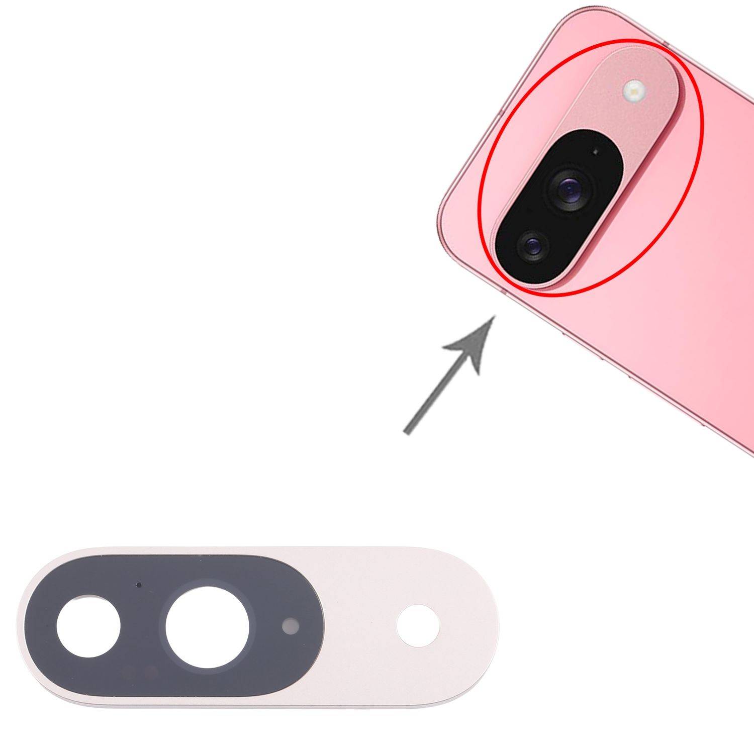 Für Google Pixel 9 Kamera-Linsenabdeckung Reparatur Ersatzteil Silber