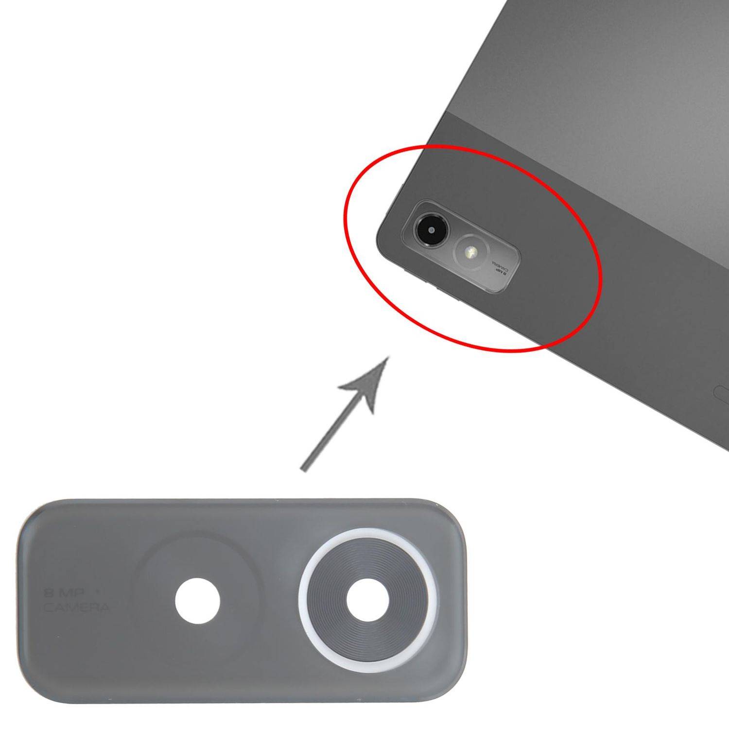 Für Lenovo Tab P12 Back Kamera Linsenabdeckung Reparatur Ersatzteil Schwarz