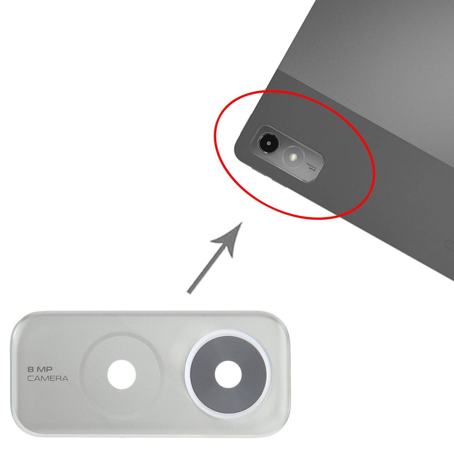Für Lenovo Tab P12 Back Kamera Linsenabdeckung Reparatur Ersatzteil Grau