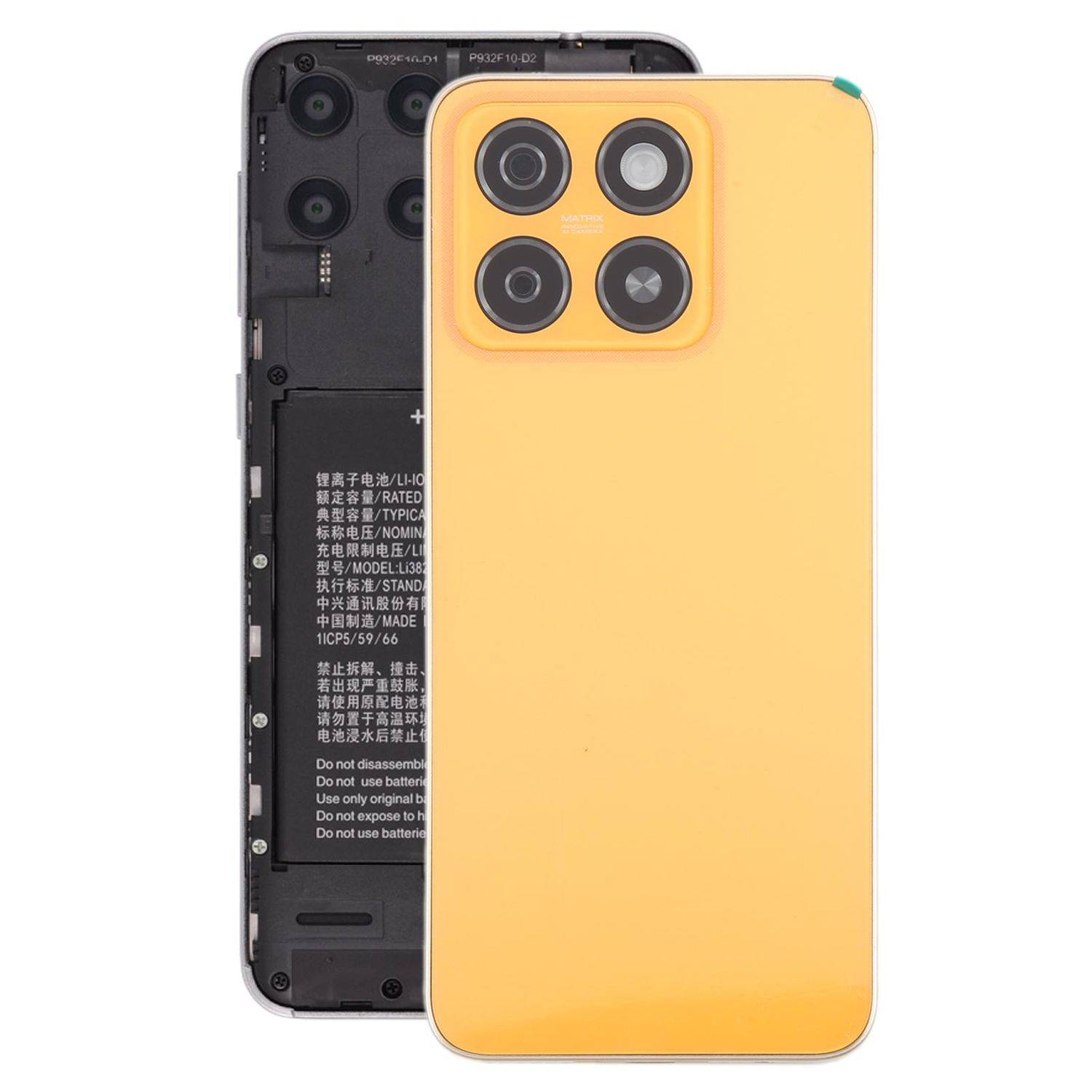 Für ZTE Blade A55 Akkudeckel mit Mittelrahmen & Kameralinse Orange Ersatzteil