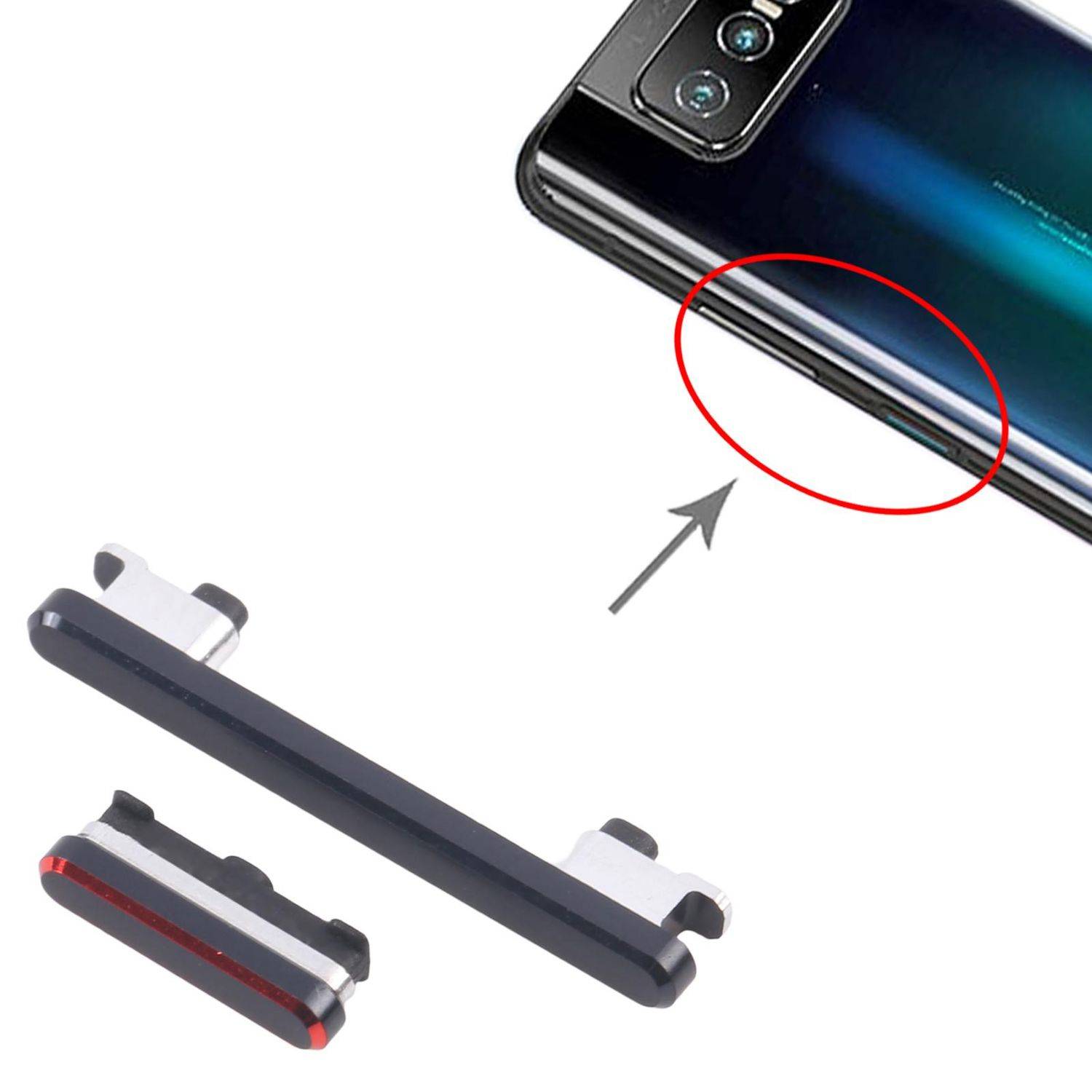 Für Asus ROG Phone 7 AI2205_C Power Button und Lautstärke Tasten Ersatzteil Rot