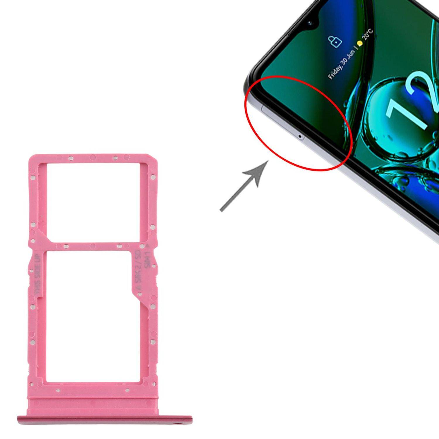 Für Nokia G42 SIM Kartenhalter + SIM / Micro SD Kartenhalter Ersatzteil Rot