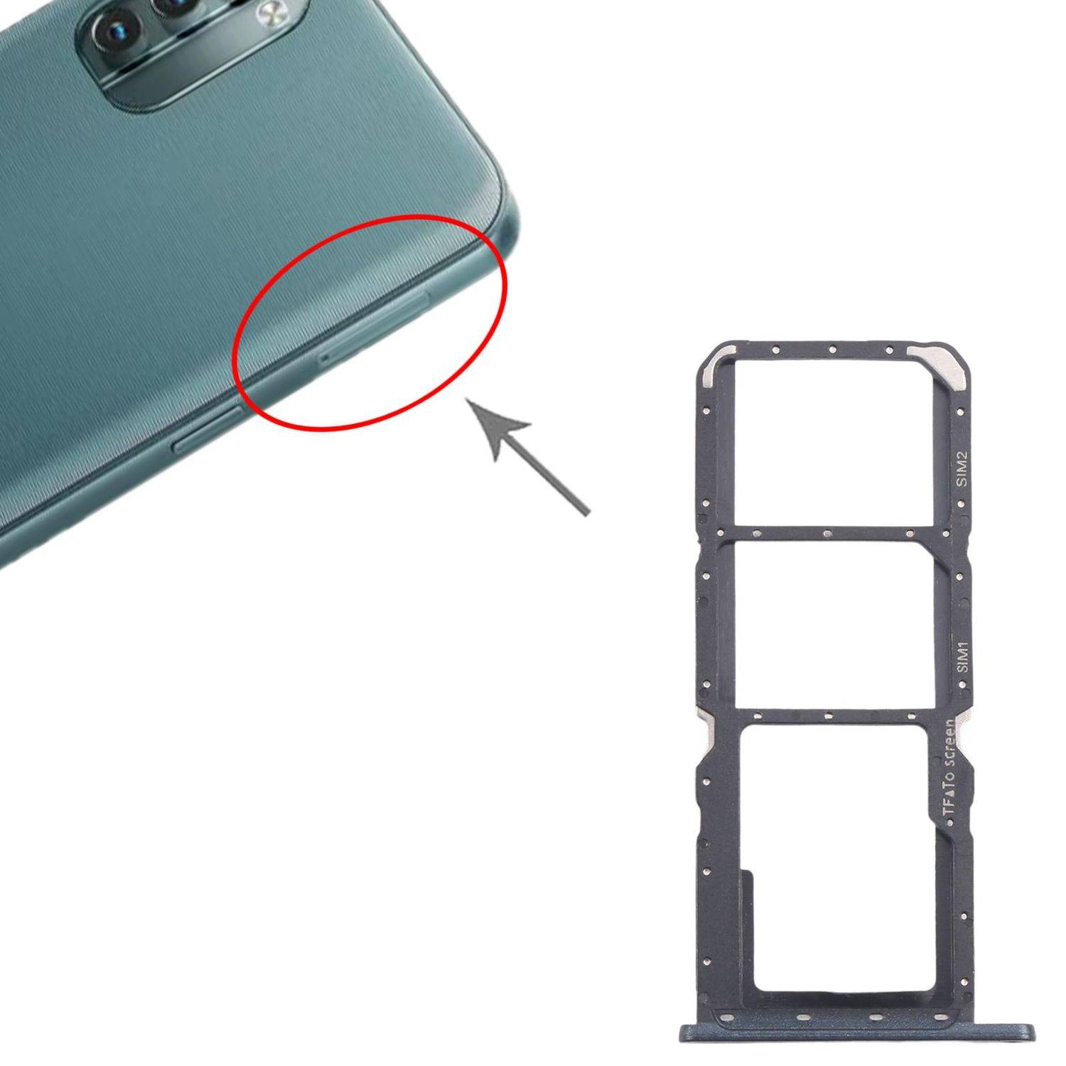 Für Nokia G21 SIM Kartenhalter + SIM / Micro SD Kartenhalter Ersatzteil Schwarz