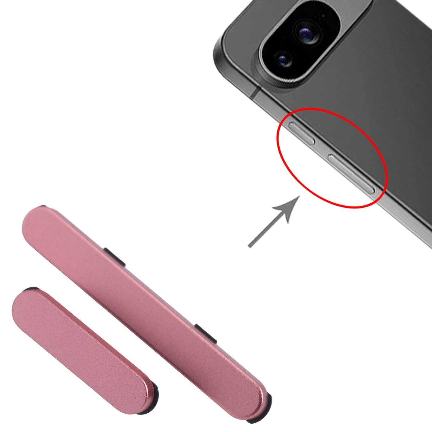 Für Google Pixel 9 Power Button und Lautstärketasten Ersatzteil Pink