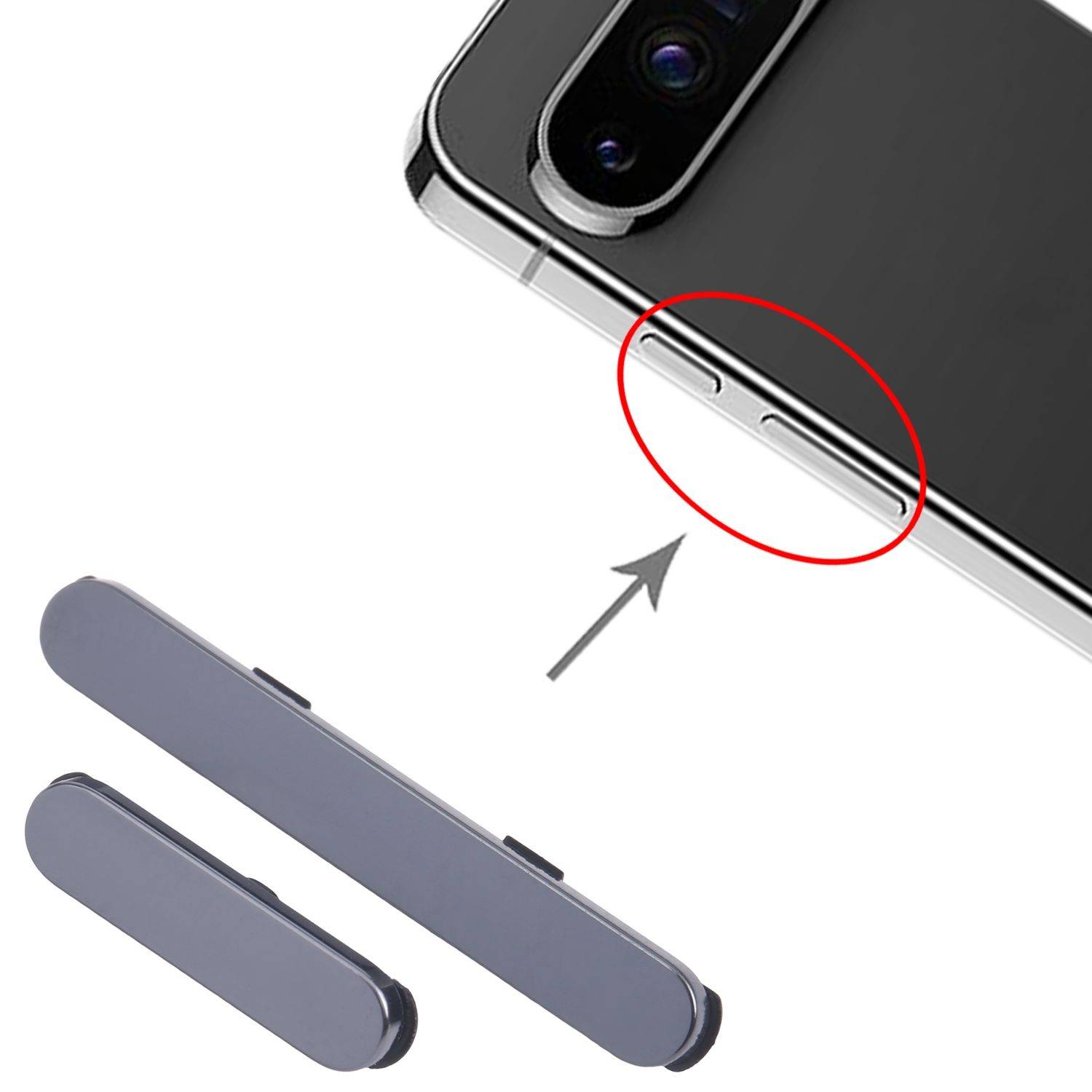 Für Google Pixel 9 Pro Power Button und Lautstärketasten Ersatzteil Schwarz