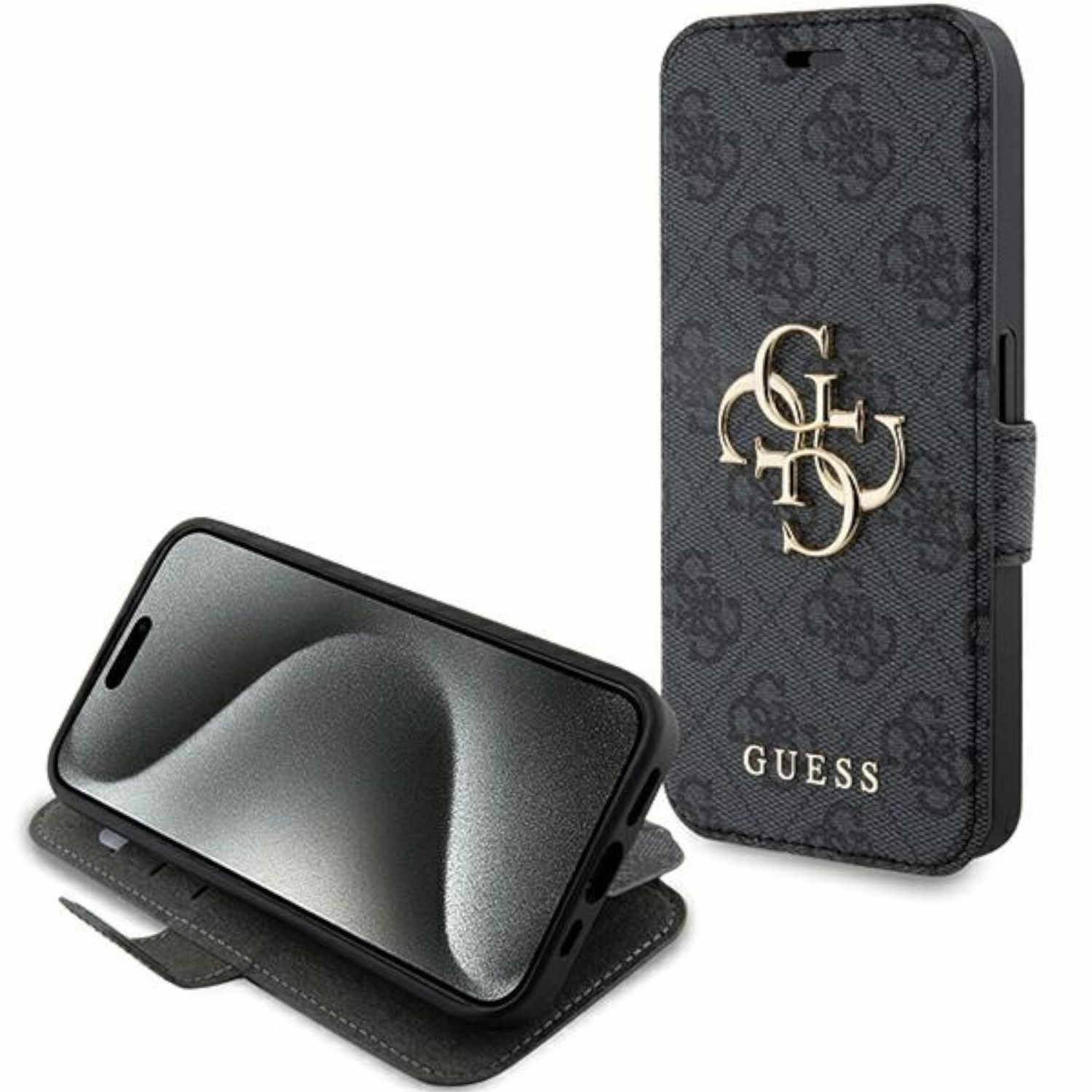 Guess Apple iPhone 15 Pro Schutzhülle Bookcover Book 4G Metal Logo