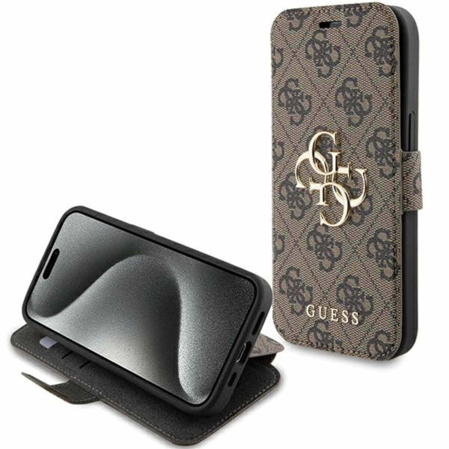 Guess Apple iPhone 15 Pro Schutzhülle Bookcover Book 4G Metal Logo