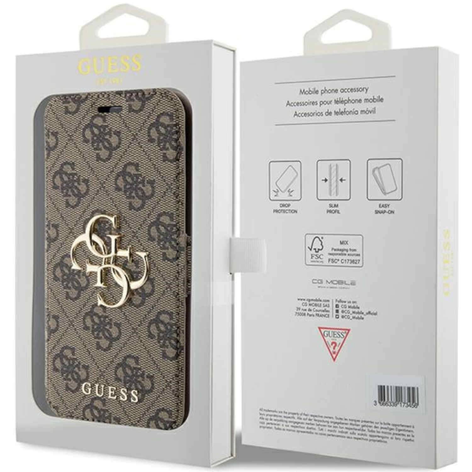 Guess Apple iPhone 15 Pro Schutzhülle Bookcover Book 4G Metal Logo