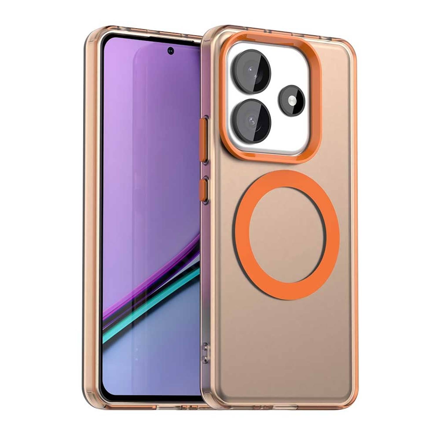 Für Xiaomi Redmi Note 14 5G Candy Design Magsafe PC Hybrid TPU Schutz Hülle Cover Orange
