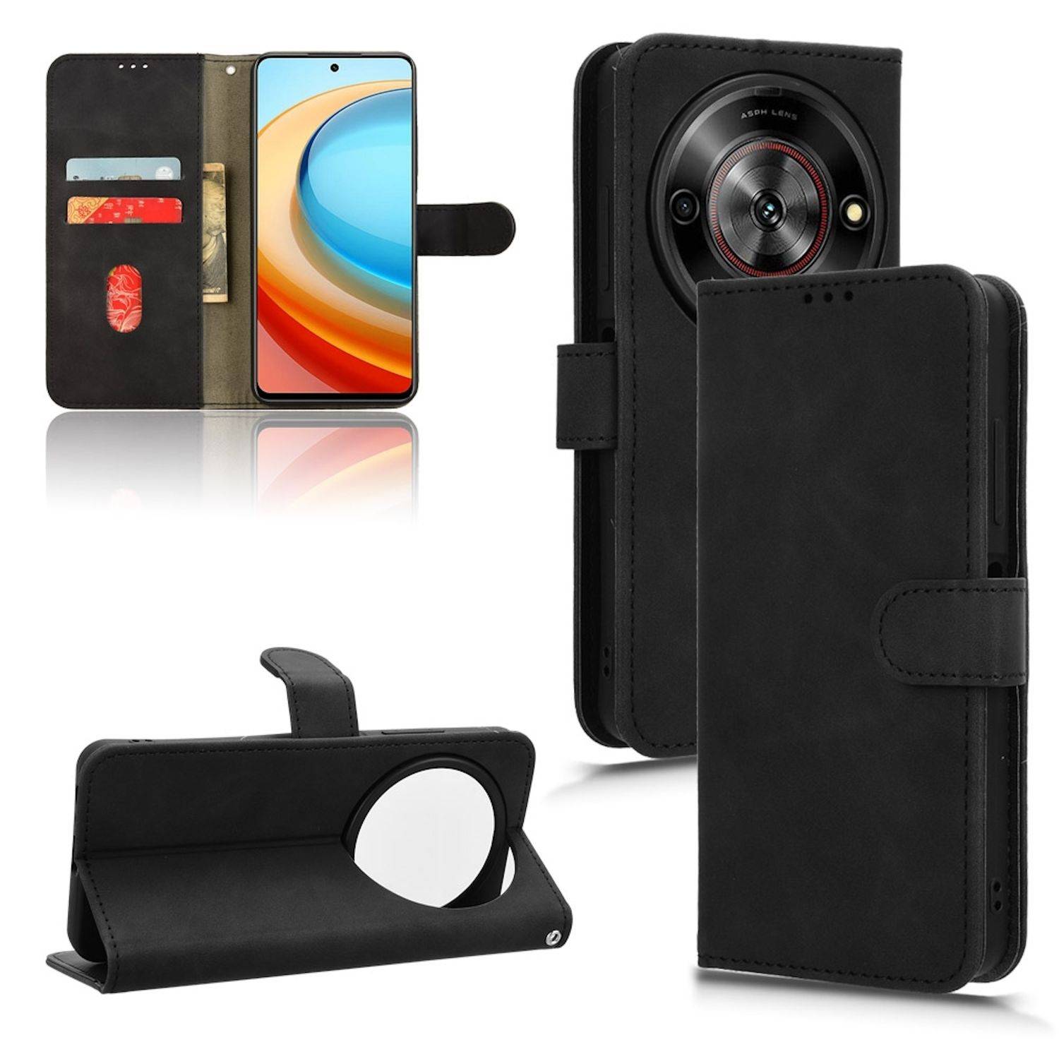 Für ZTE Blade A75 5G Kunst-Leder Skin Feel Magnetische Book Wallet Tasche Hülle