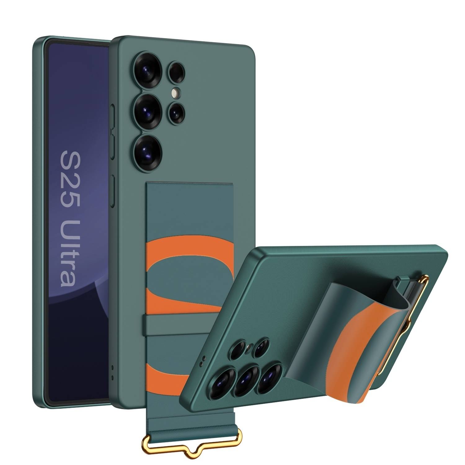 Für Samsung Galaxy S25 Ultra GKK Ultra dünne Hülle mit Armband Halter Cover Grün