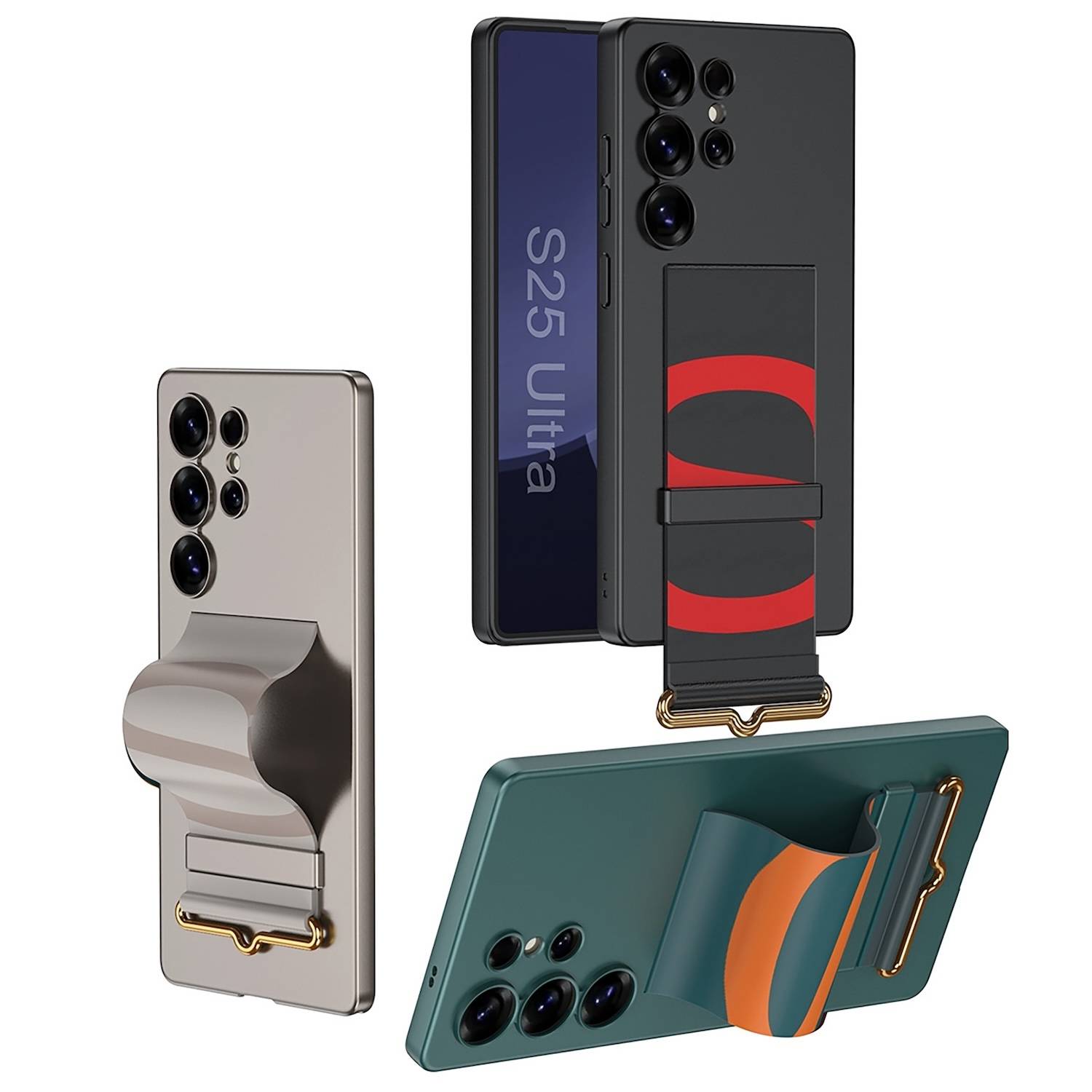 Für Samsung Galaxy S25 Ultra GKK Ultra dünne Hülle mit Armband Halter Cover Grün