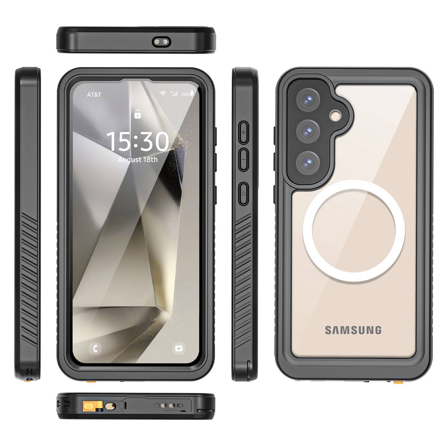 Für Samsung Galaxy S25 Plus 5G MagSafe Grad Full Body Wasserdichte Schutz Handy Tasche Schwarz