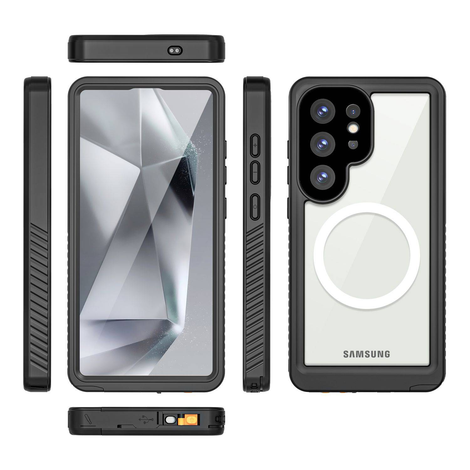 Für Samsung Galaxy S25 Ultra 5G MagSafe Grad Full Body Wasserdichte Schutz Handy Tasche Schwarz