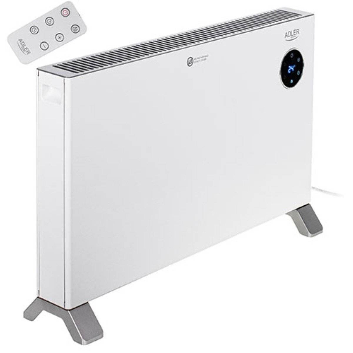 Adler AD 7752 Konvektorheizkörper 2000W mit LED-Touchdisplay, IPX24 - Weiß