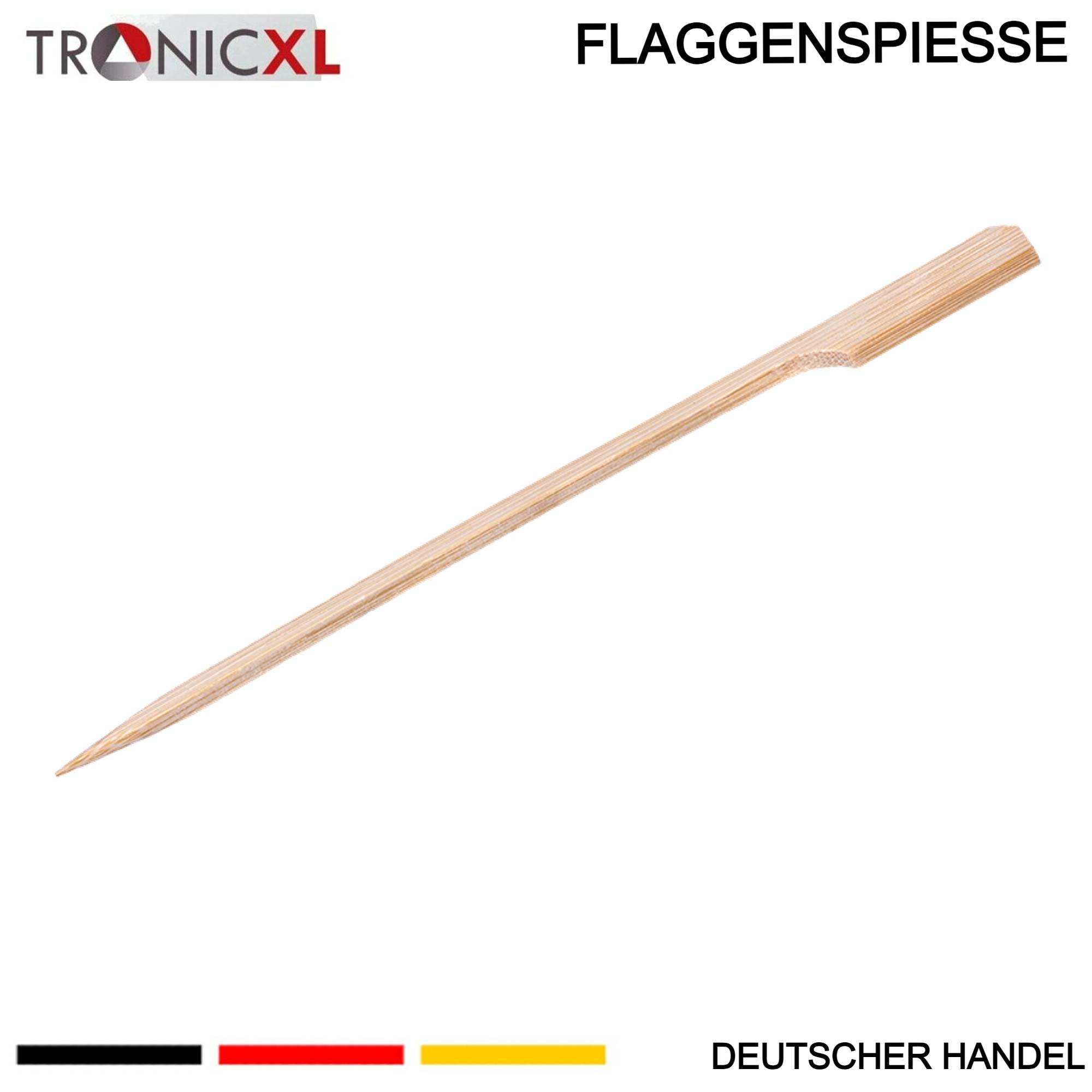 1600 x 120mm Flaggenspieß Flaggenspiesse Bambusspieß Catering Fingerfood Holzspieß Holz Spieße Grillen BBQ Grillspieße
